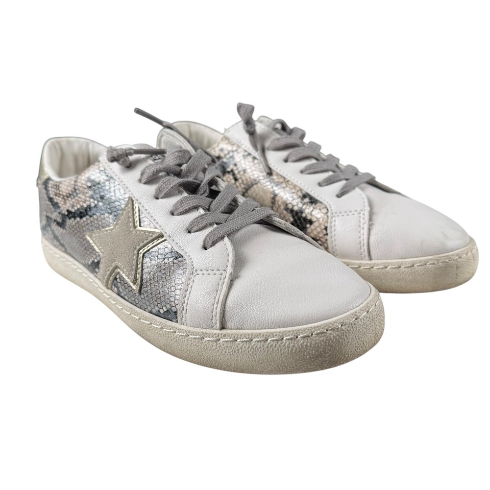 Vintage Havana‎ Bianca Snake Multi Gold Star Sneakers White Leather Grey Size 8